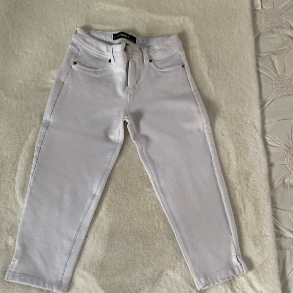 White Crop Skinny Jeggings. Poplooks Premium 95% Cotton 5% Spandex. Size S